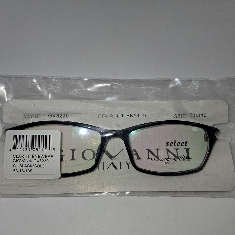 GIOVANNI ITALY EYEGLASSES BLACK/GOLD 53-16-135 FRAMES ONLY.